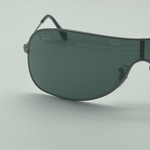 SOLD RAY-BAN RB3211 Sunglasses Shield Silver  Gunmetal/Green Gray - Picture 9 of 11